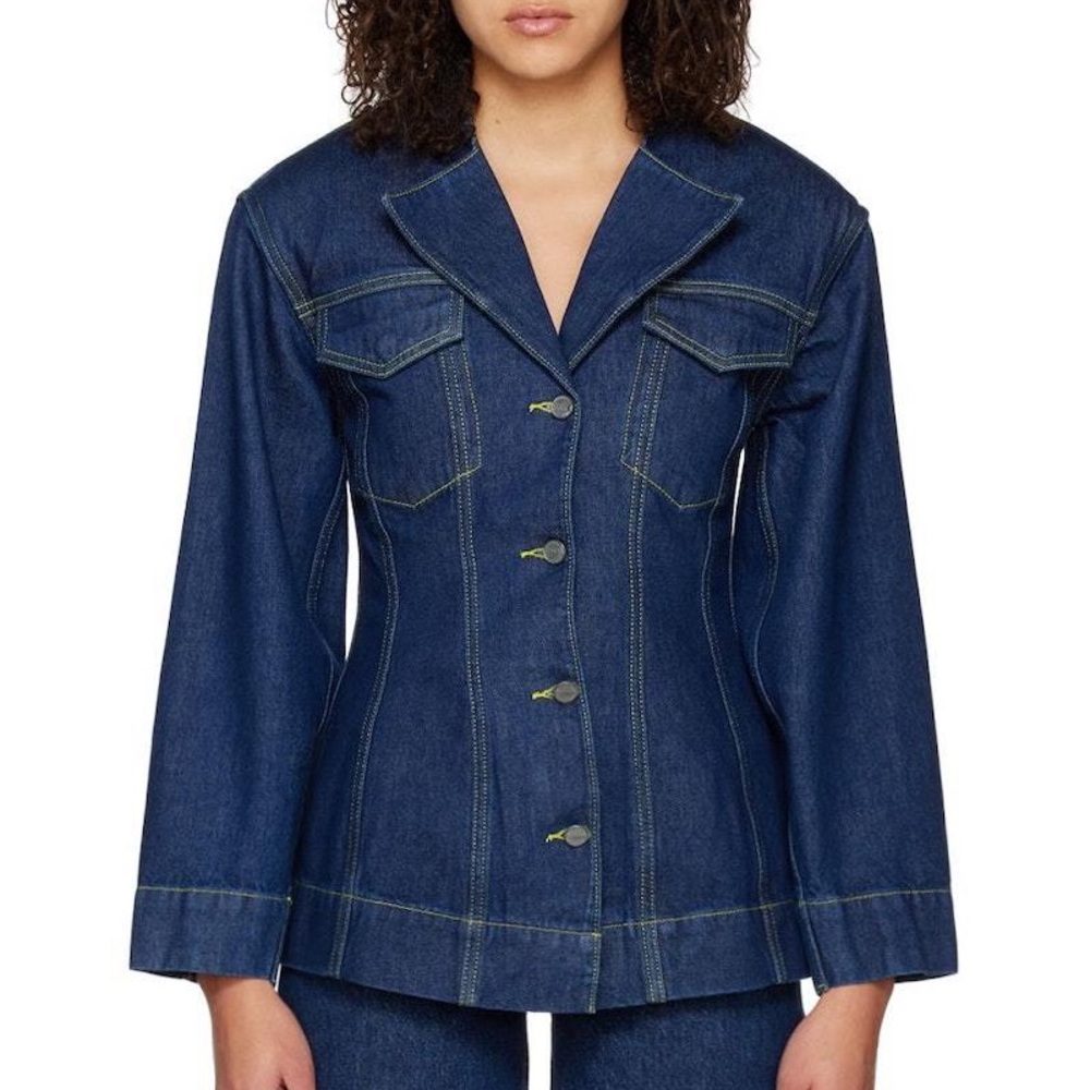 GANNI fitted denim blazer. Size 38.